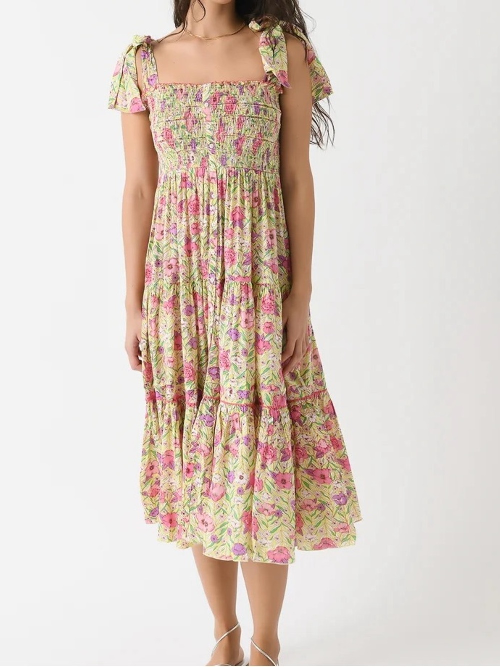 Poupette St Barth Triny Long Dress Green Petunia Size Medium NWT